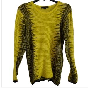 Alexander Wang golden metallic yellow black fuzzy wool angora sweater medium
